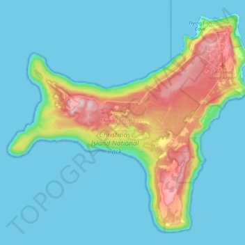 Christmas Island topographic map, elevation, terrain