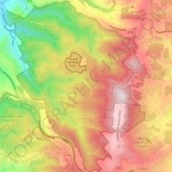 Cleland topographic map, elevation, terrain