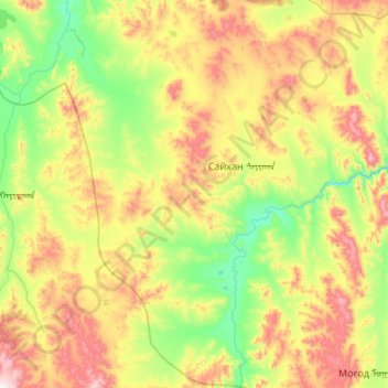 Сайхан topographic map, elevation, terrain