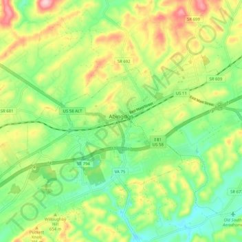 Abingdon topographic map, elevation, terrain