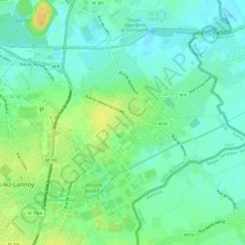 Leers topographic map, elevation, terrain