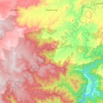 Ganbenang topographic map, elevation, terrain