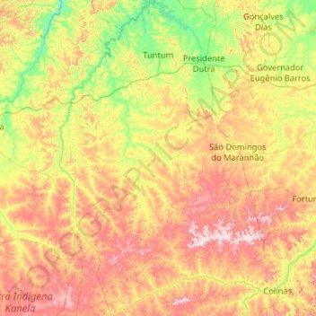 Tuntum topographic map, elevation, terrain