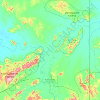 Kununurra topographic map, elevation, terrain