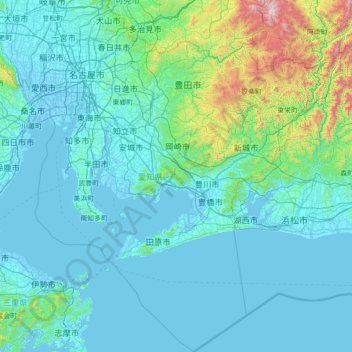Aichi Prefecture topographic map, elevation, terrain
