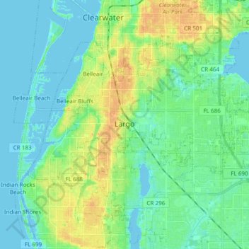 Largo topographic map, elevation, terrain