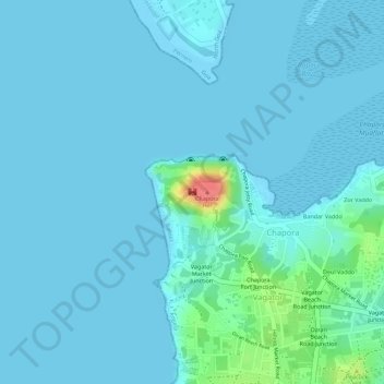 Chapora Fort topographic map, elevation, terrain