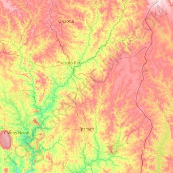 Ipameri topographic map, elevation, terrain