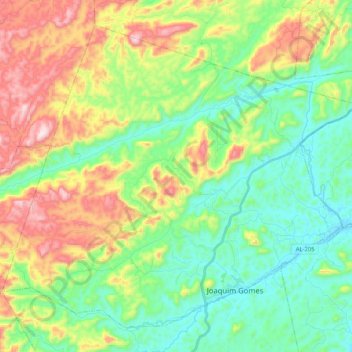 Joaquim Gomes topographic map, elevation, terrain