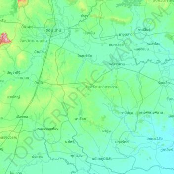 Maha Sarakham Province topographic map, elevation, terrain