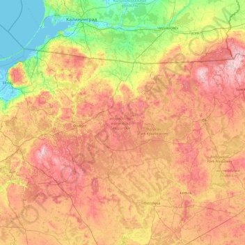 Varmie-Mazurie topographic map, elevation, terrain