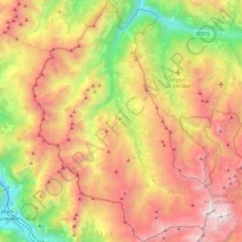 Les Belleville topographic map, elevation, terrain