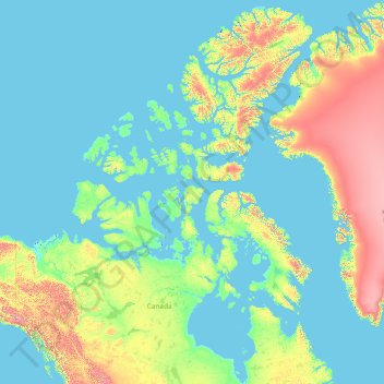 Region Qikiqtaaluk topographic map, elevation, terrain