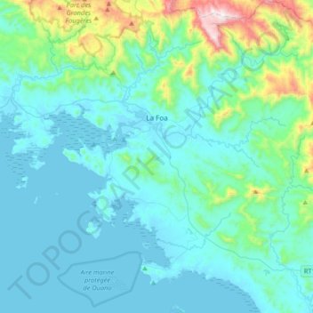 La Foa topographic map, elevation, terrain