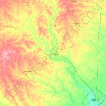 DeWitt County topographic map, elevation, terrain