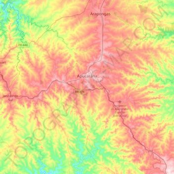 Apucarana topographic map, elevation, terrain