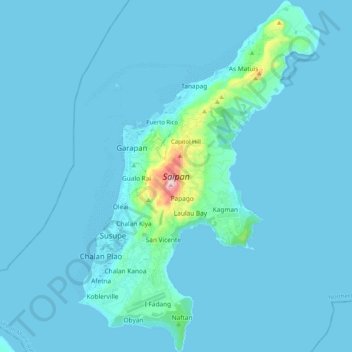 Saipan topographic map, elevation, terrain