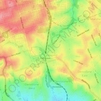 Eastwood topographic map, elevation, terrain