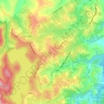 Silvan topographic map, elevation, terrain