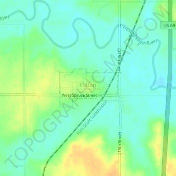 Fulton topographic map, elevation, terrain