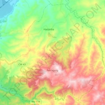 Ferraguig topographic map, elevation, terrain