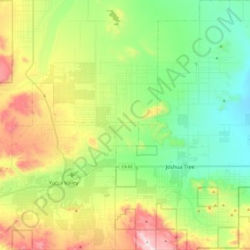 Joshua Tree topographic map, elevation, terrain