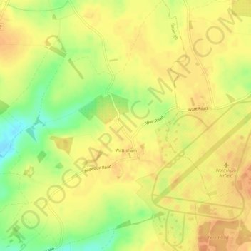 Wattisham topographic map, elevation, terrain