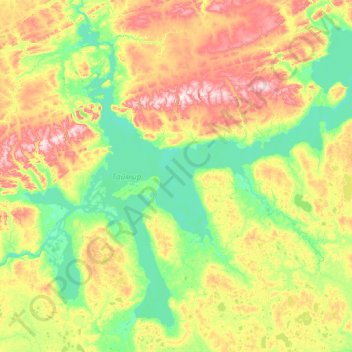 Lake Taymyr topographic map, elevation, terrain