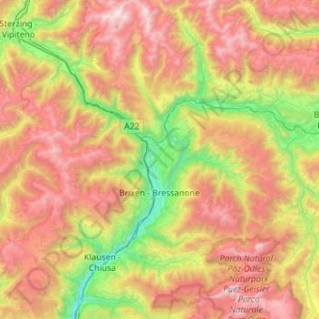 Eisacktal topographic map, elevation, terrain