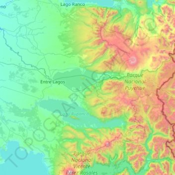 Puyehue topographic map, elevation, terrain