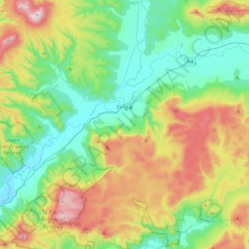 Fingal topographic map, elevation, terrain