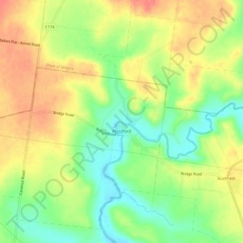 Woodford topographic map, elevation, terrain