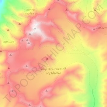 ледник Корженевского topographic map, elevation, terrain