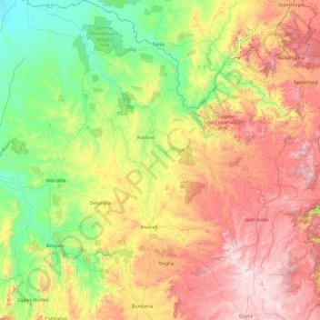 Inverell Shire Council topographic map, elevation, terrain