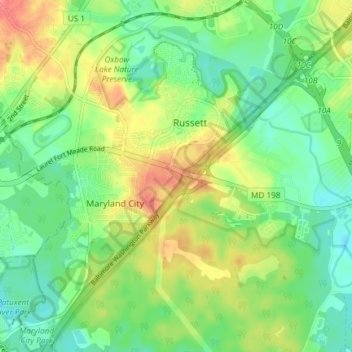 Maryland City topographic map, elevation, terrain