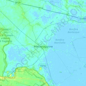 Portomaggiore topographic map, elevation, terrain