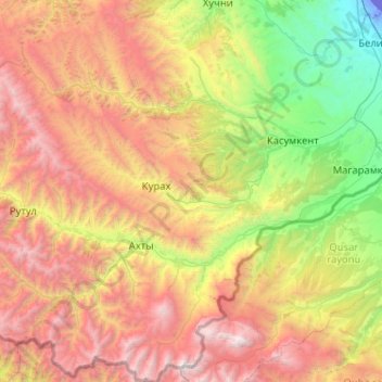 Докузпаринский район topographic map, elevation, terrain