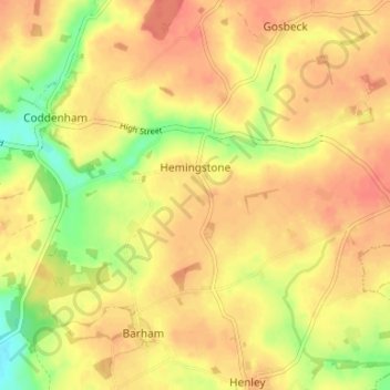 Hemingstone topographic map, elevation, terrain