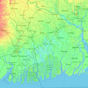 Khulna Division topographic map, elevation, terrain