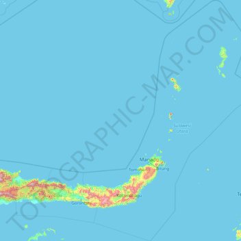 North Sulawesi topographic map, elevation, terrain