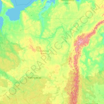 Komi Republic topographic map, elevation, terrain