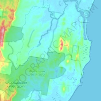 Wooli Wooli River topographic map, elevation, terrain