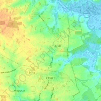 Leiston topographic map, elevation, terrain