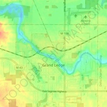 Grand Ledge topographic map, elevation, terrain