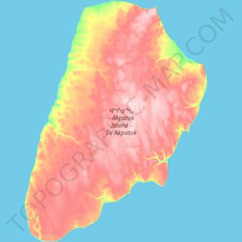 Akpatok Island topographic map, elevation, terrain