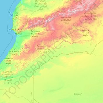 Oued Drâa ⴰⵙⵉⴼ ⵏ ⴷⵔⵄⴰ واد درعة topographic map, elevation, terrain