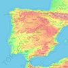 Iberian Peninsula topographic map, elevation, terrain