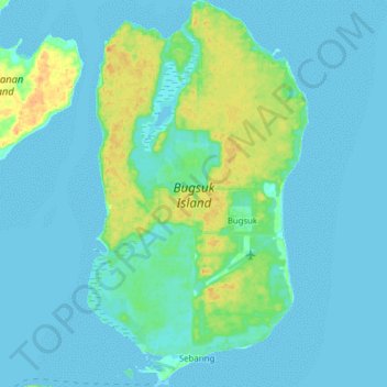 Bugsuk Island topographic map, elevation, terrain