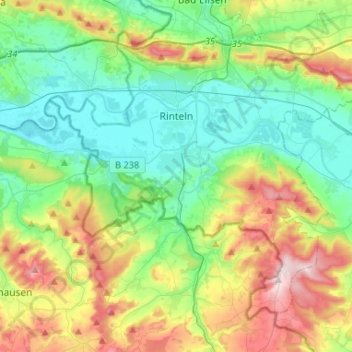 Rinteln topographic map, elevation, terrain