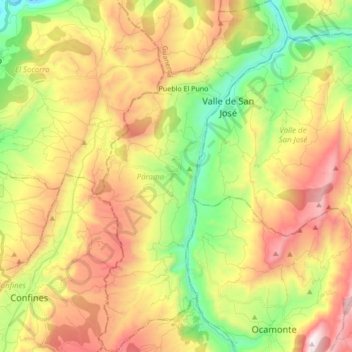 Páramo topographic map, elevation, terrain
